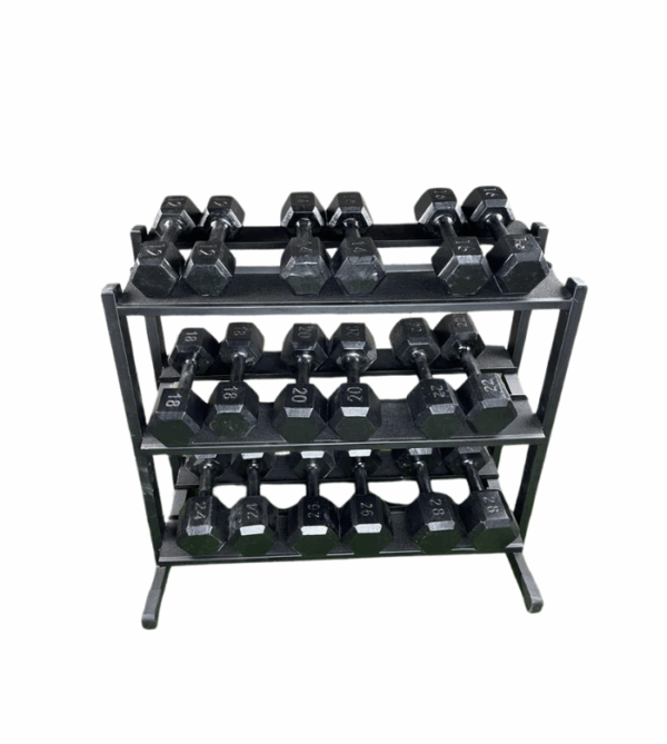Kit Dumbbell Sextavado Pintado 12kg ao 30kg com Suporte