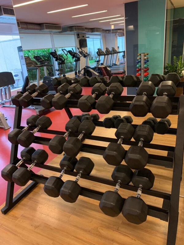 Kit Dumbbell Sextavado Emborrachado 12kg ao 30kg com Suporte - Image 2